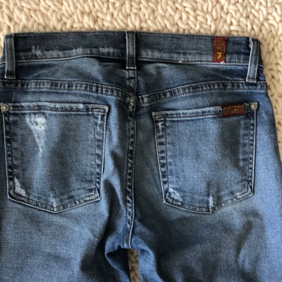 7 FOR ALL MANKIND Distressed Blue Skinny Jeans - Picture 7 of 8